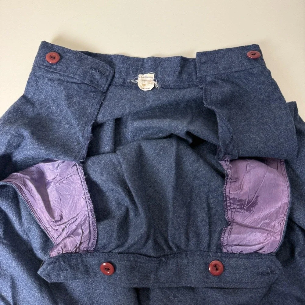 Vintage 70s Union Made Navy‎ Blue Small A-Line Midi Skirt Academia Cottagecore